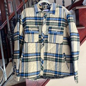Mens Urban Outfitters plaid quilted shirt jacket